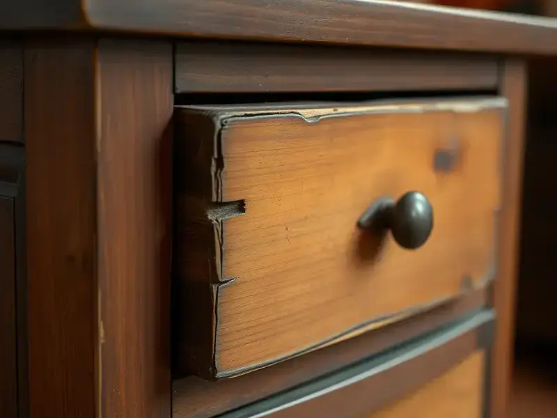 修復前のアンティークキャビネット